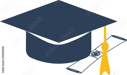 Graduation cap and diploma symbolizing academic achievement and success