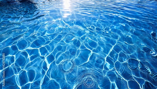 rippling water surface swimming pool abstract art bright blue tone overhead view