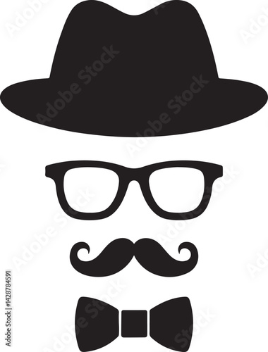 Male photo booth props vector
