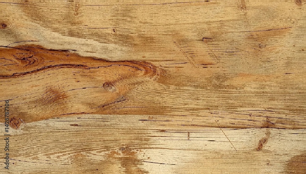 A close-up of a wooden surface showcasing intricate grain patterns and natural knots. AI generated.