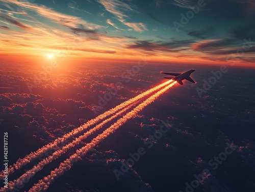 Obraz na płótnie Fighter jet performing a dramatic turn in a vibrant sunset sky w salonie