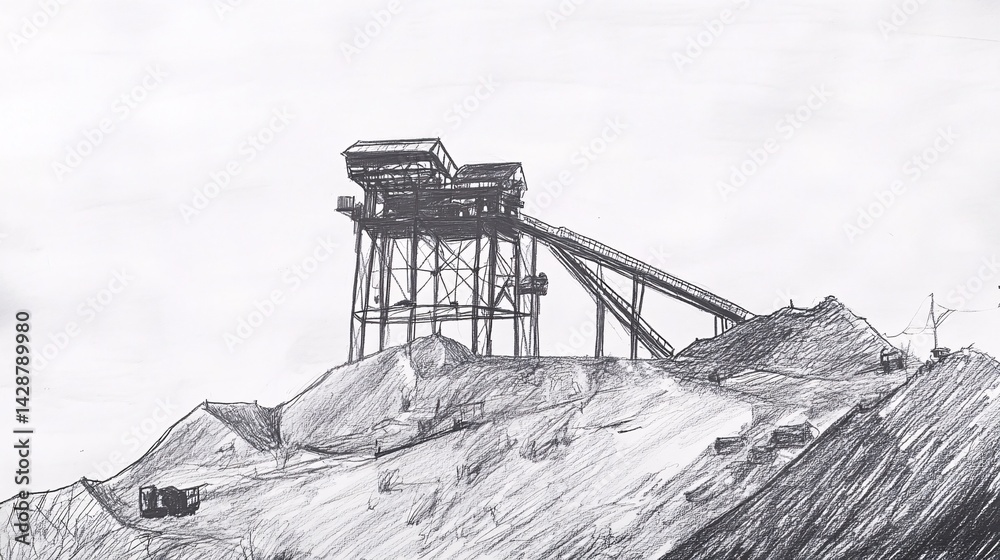 Obraz premium Industrial Mining Conveyor Belt System