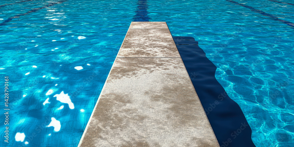 Obraz premium Diving board above sparkling pool water, perfect for summer fun and relaxation
