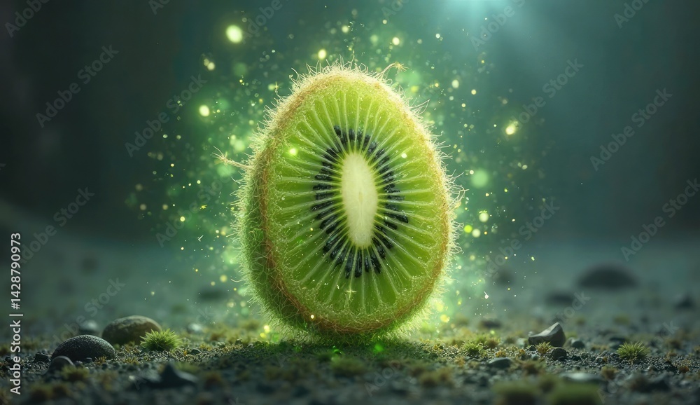 Obraz premium kiwi on black background
