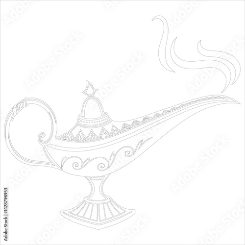 Diwali Diya Line Art Silhouette Vector Traditional Oil Lamp Line Art Illustration