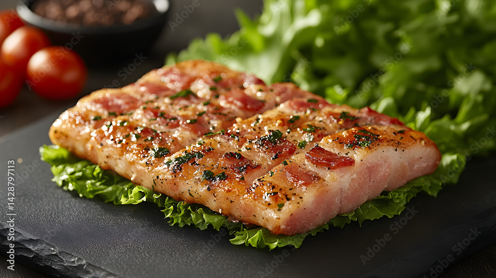 BLT sandwich with crispy bacon, lettuce, and tomato on toasted bread