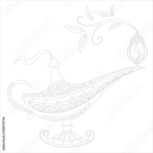 Diwali Diya Line Art Silhouette Vector Traditional Oil Lamp Line Art Illustration