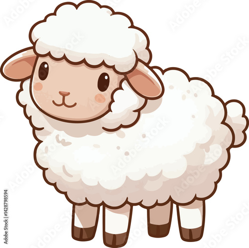 Cute Cartoon Sheep Set in Vector Style