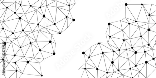 Technology abstract white digital background of connected dot with black line .many squares and rectangle shapes .Internet connection network high digital technology with connecting points and