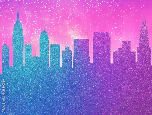 Sparkling New York City skyline silhouette.