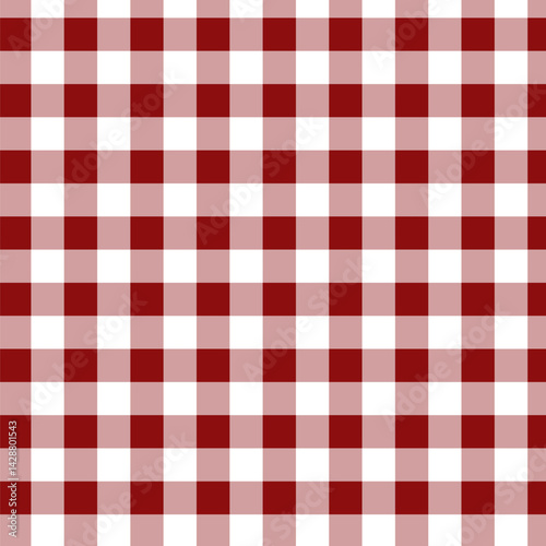 Red and White Gingham or Check seamless pattern design