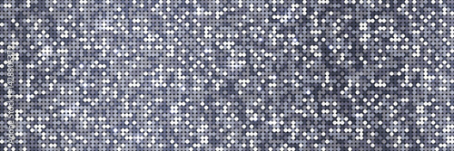 Silver pattern mosaic, disco ball texture, circle shimmer effect. Abstract night club background, metallic wallpaper with light effect, banner bg mockup, vector illustration.