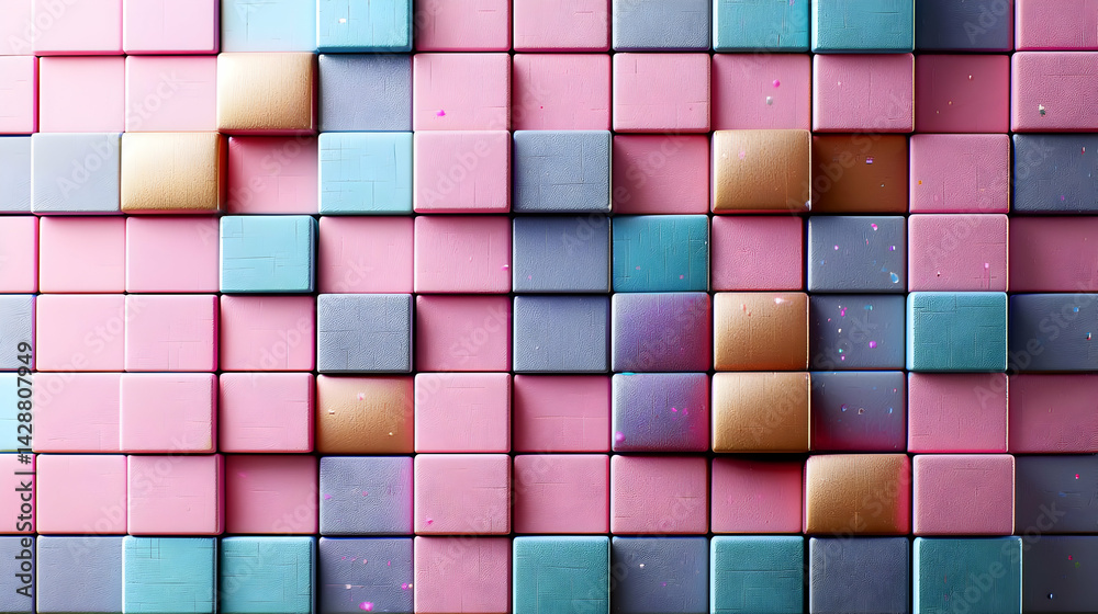 Abstract Geometric Pattern Of Colorful Squares