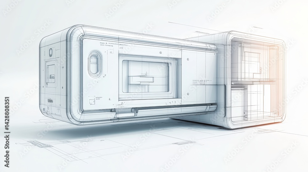 Fototapeta premium Futuristic, Abstract Device Blueprint
