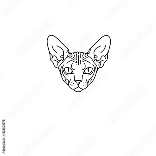 Sphynx cat head icon in minimalist style, representing pet care and companionship concept