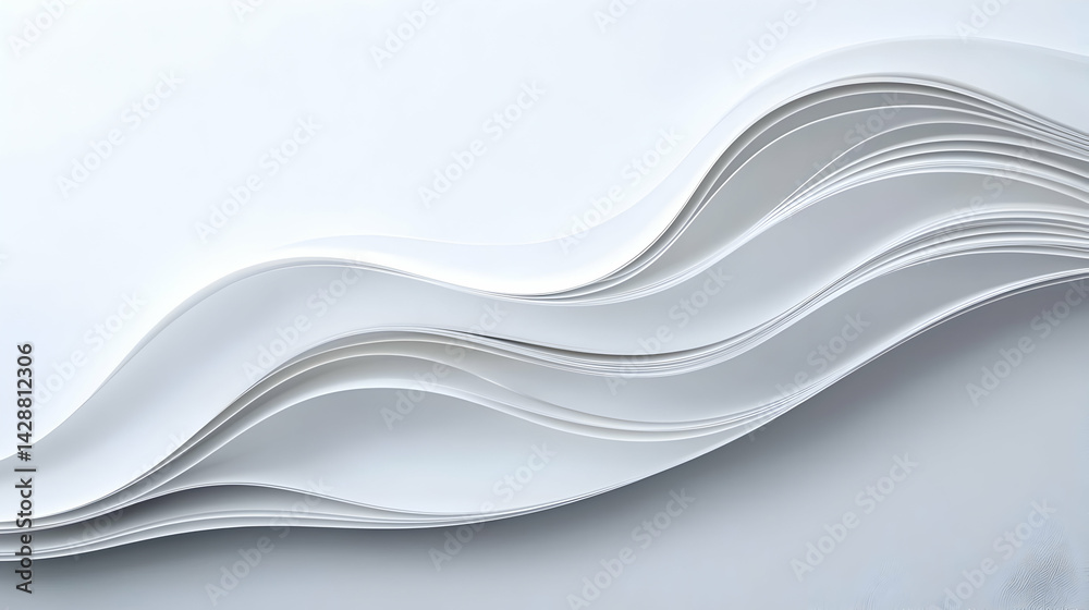 Obraz premium Abstract White Paper Waves Design