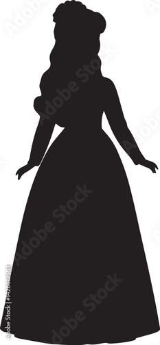 Premium vector. silhouette of a girl in a dress vector illustration. 