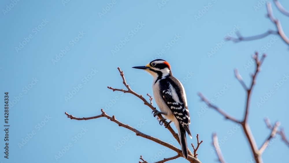 Fototapeta premium Downy Woodpecker Perched On Tree Branch