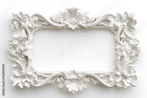 Ornate Floral Border Highlighted on Clean White Base