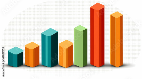 Free Download Bar graph shows incremental growth with color blocks on white grid with blue orange green and red hues - GFXLoad