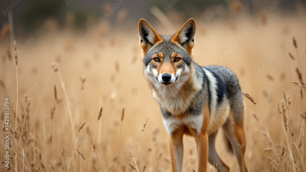 Fototapeta premium Coyote Standing Tall In Tall Grass