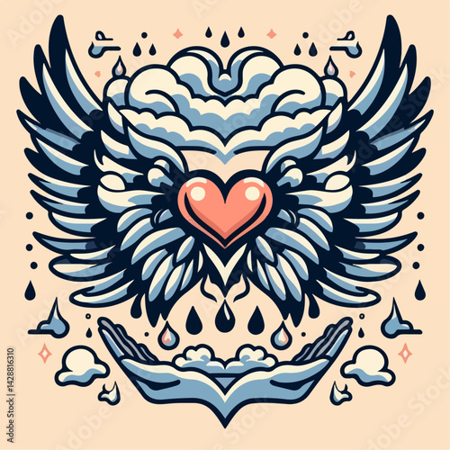  vector illustration heart with wigs