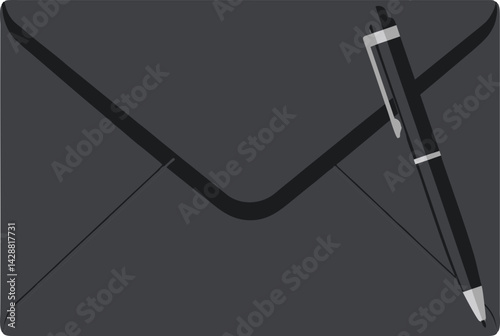 Dark Envelope with a Pen Illustration