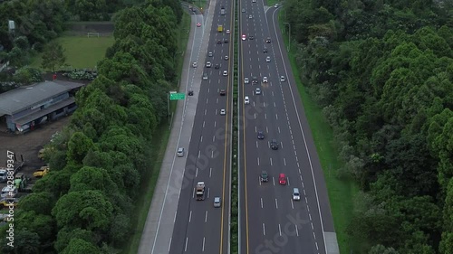 Aerial view of toll road.