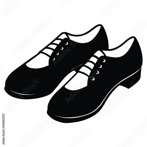 Isolated Black Vector Dancer using Element tap shoes With White Background