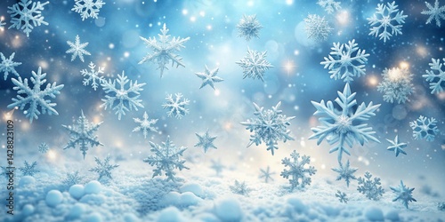 A Winter Wonderland Scene with Intricate Snowflakes Falling Gently Onto a Pristine Blanket of Snow, Illuminated by a Soft, Magical Glow