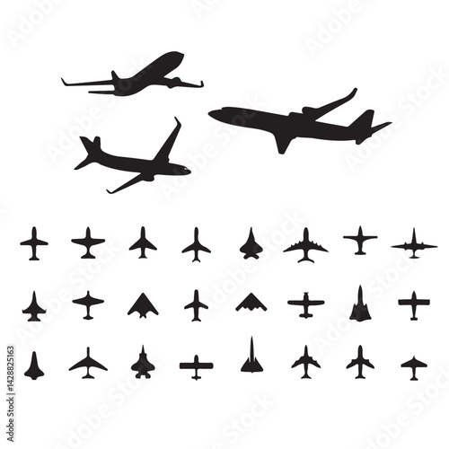 Diverse Airplane Silhouettes for Aviation-Themed Projects