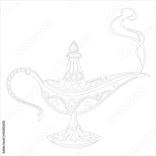 Diwali Diya Line Art Silhouette Vector Traditional Oil Lamp Line Art Illustration