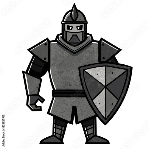 Bold Cartoon Knight in Armor with Menacing Look