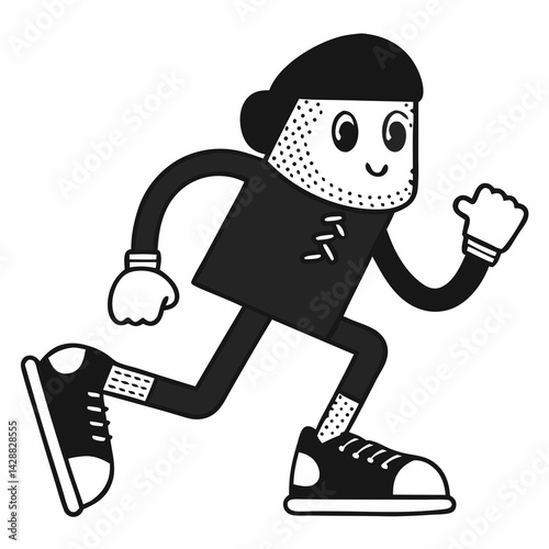 Energetic Cartoon Character Running with a Smile