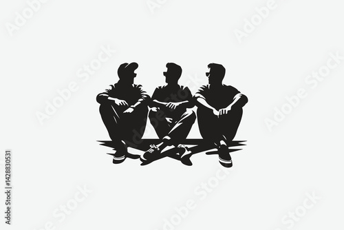 Friends chilling squad silhouette