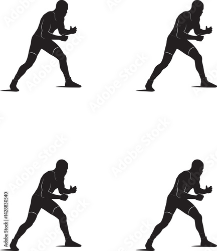 Silhouette of a man with a wrestling competitor vector illustration. 