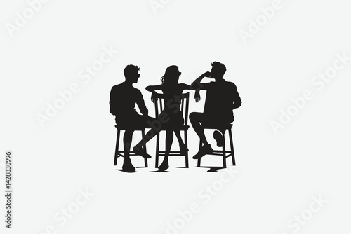 Friends chilling squad silhouette