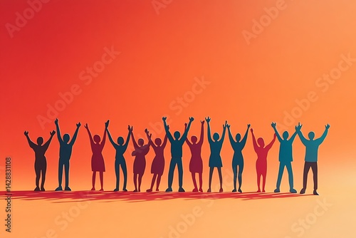 Paper Cutout People Celebrating Success Teamwork2