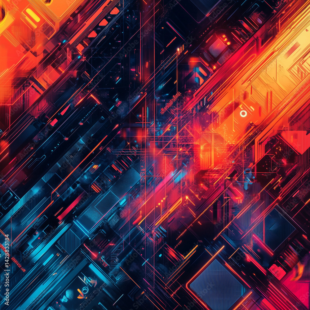 Obraz premium Futuristic Colorful Abstract Pattern - Tech Style Visual