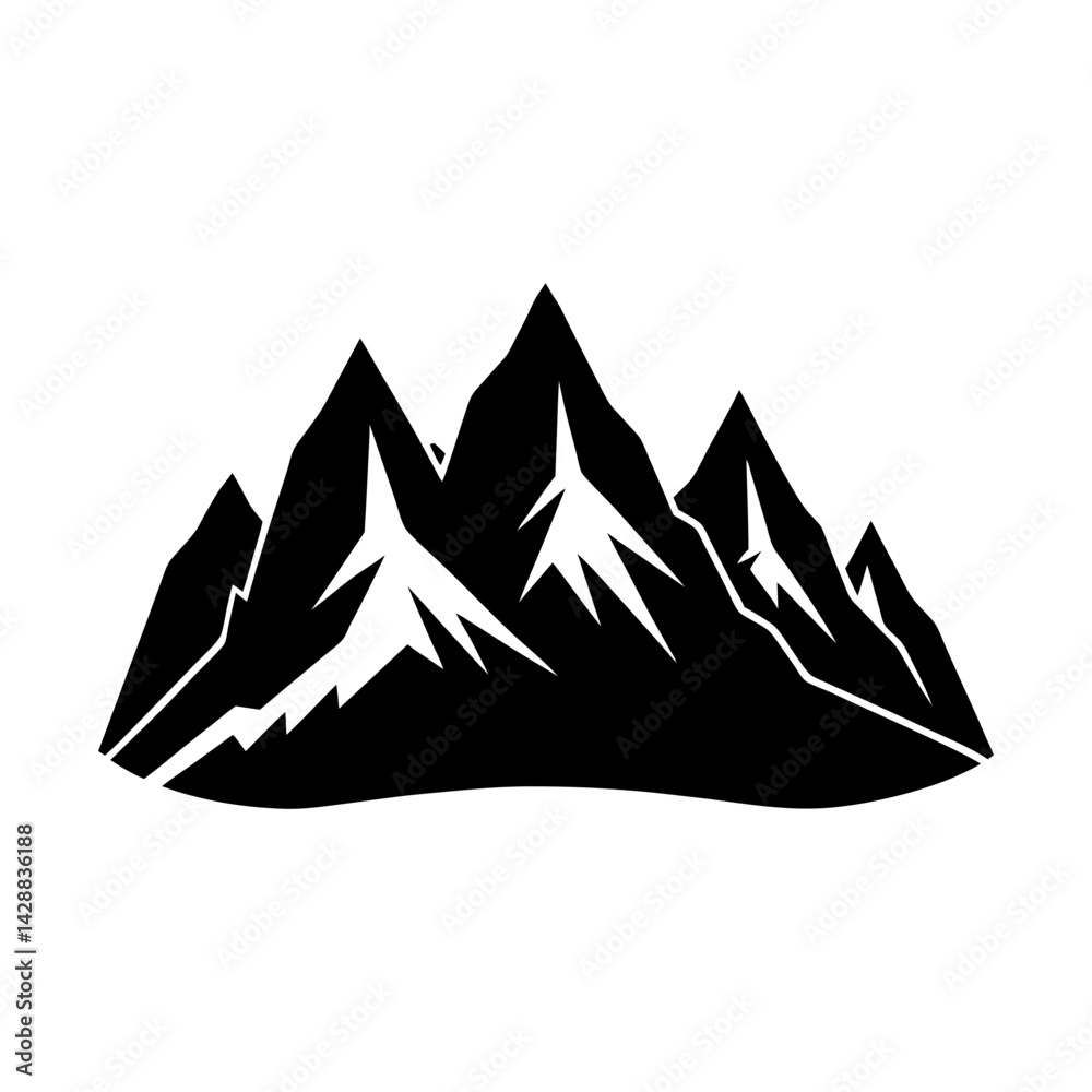 Fototapeta premium Mountain range peaks vector scenic landscape view silhouette