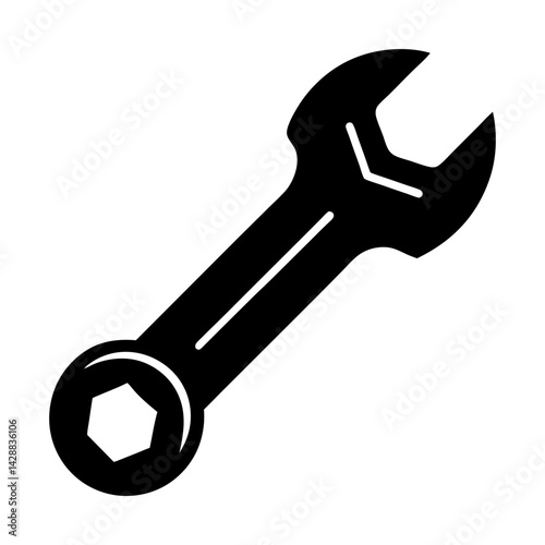 Wrench tool for repair maintenance and construction silhouette
