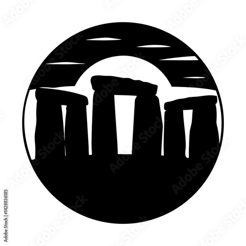 Stonehenge monument silhouette graphic vector art