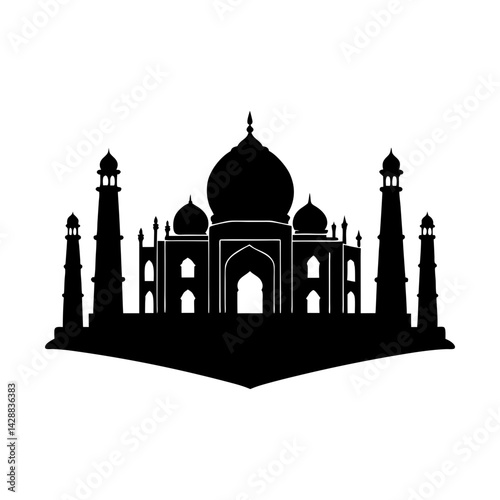 Taj mahal india architecture silhouette vector art