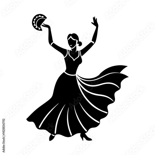 Elegant flamenco dancer silhouette vector graphic