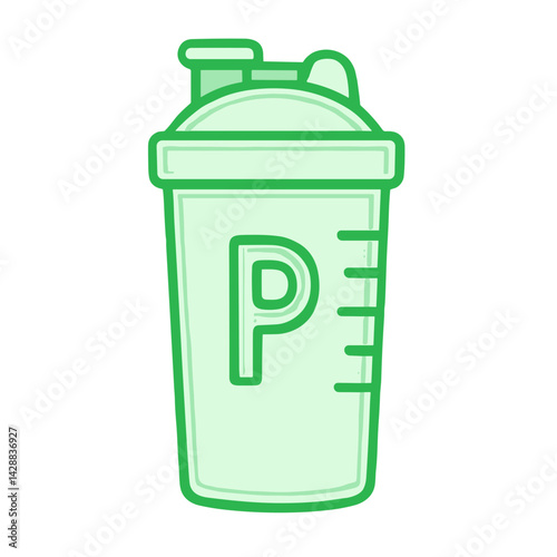 Outline illustration of a protein shaker bottle
