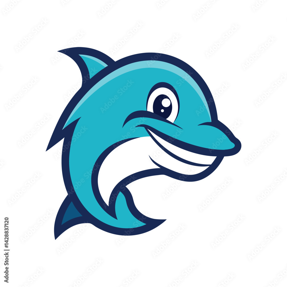 dolphin head mascot logo vector illustration 