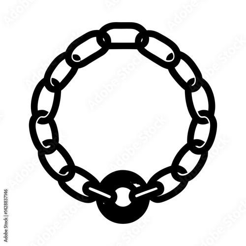Circular chain illustration with central bead art silhouette