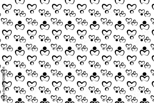 Infinity pattern abstract rounded shapes with black line. Vector editable repeating background without direction. Simple pattern for fabric, packaging, cover