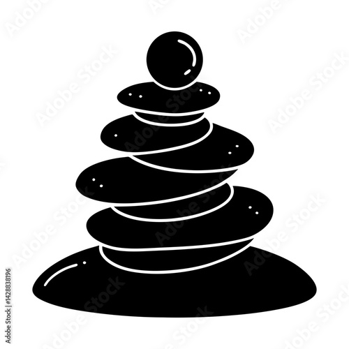 Zen stones stacked balance wellness therapy art silhouette