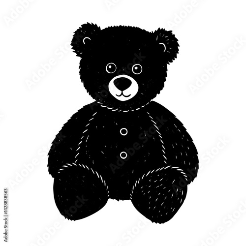 Cute plush teddy bear toy illustration for kids silhouette